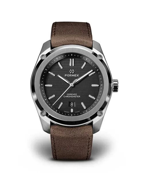Formex Essence ThirtyNine black dial on steel bracelet, front view
